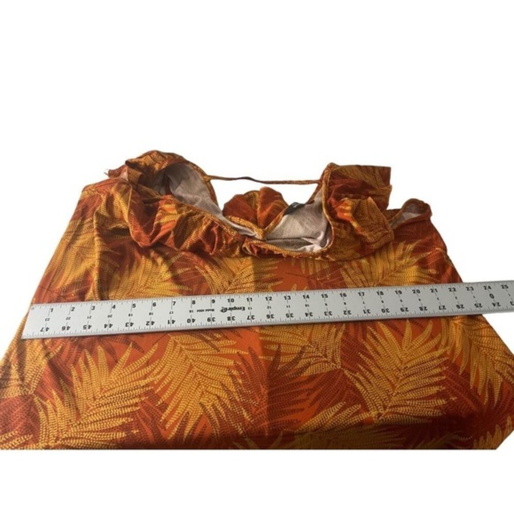 Mlle Gabrielle Womens 3X Orange Tropical Palm Tiered Boho Midi Sundress - Picture 9 of 11